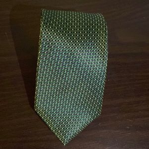5/$25 Handsome green and navy, textured, microprint, 100% silk tie
